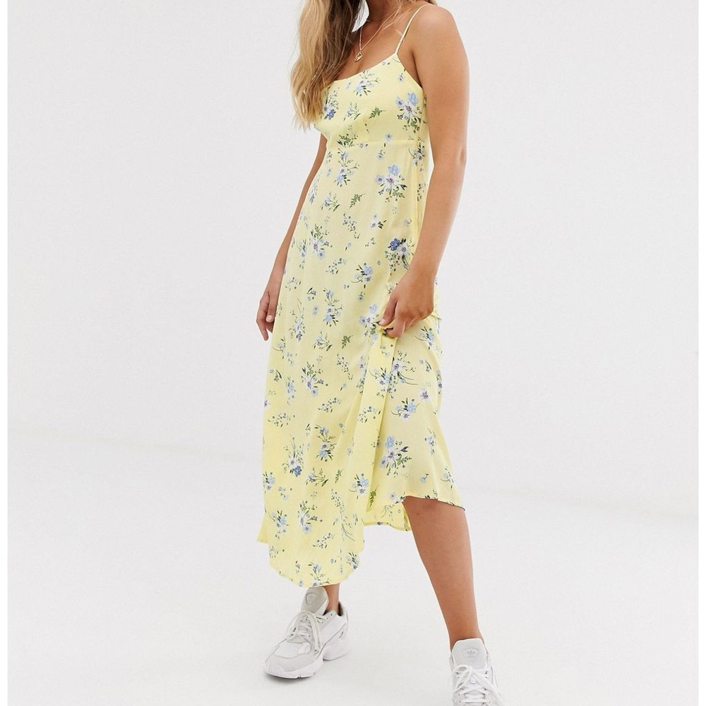 Astr Yellow Floral Midi Dress